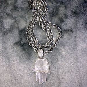 925 Silver Rope Chain W/ Hamsa Pendant